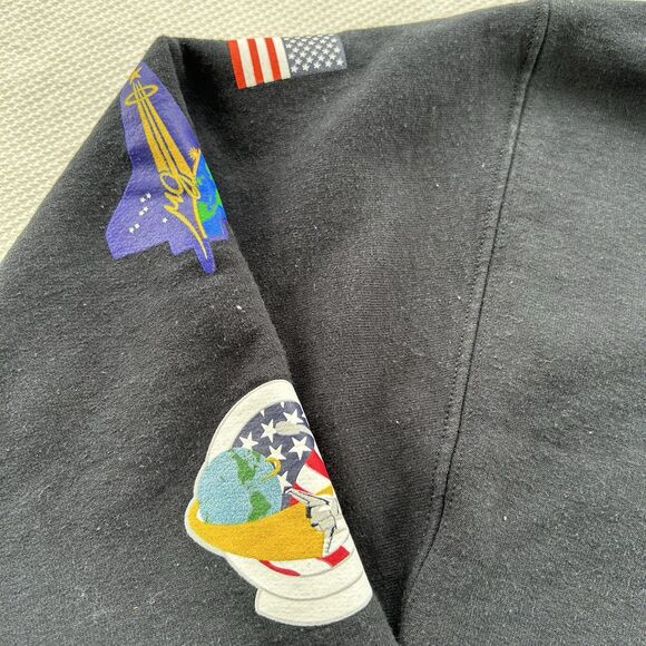 Bowery NASA Hoodie W/Sleeve Emblems Black Sweatshirt Mens Size M Gently Worn - Picture 4 of 9